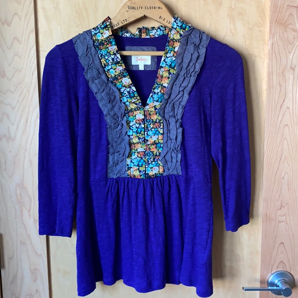 Anthropologie DELETTA 3/4 Sleeve Top